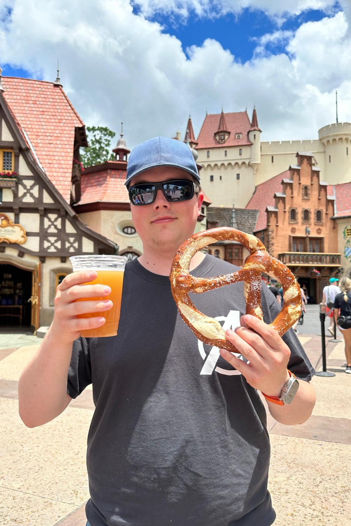 peter holding a bagel